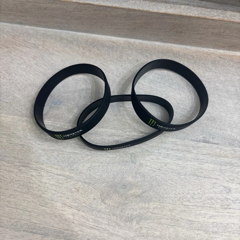 (3) MONSTER ENERGY Collectible Wristband Silicone Rubber Band Black/Green NEW